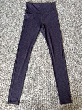 Athleta Elation Over the Heel High-Rise Heathered Plum Leggings